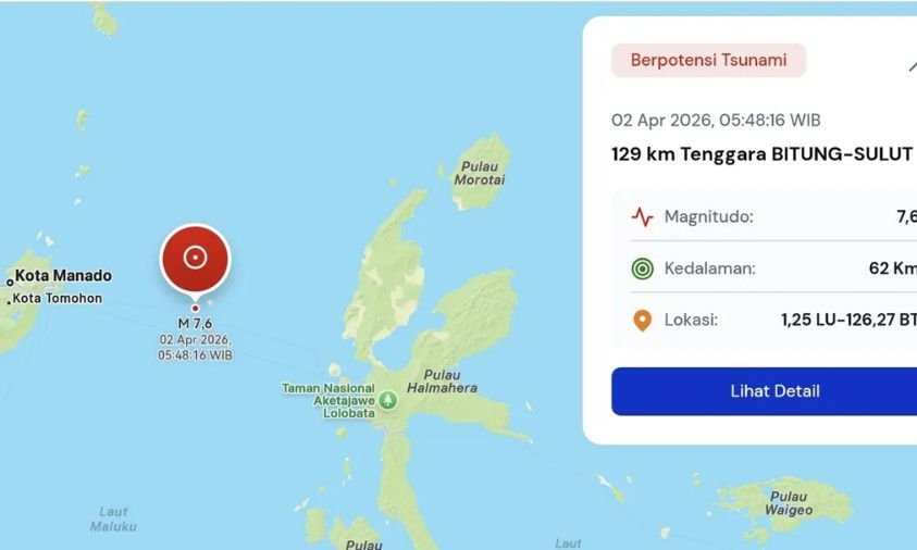 Gempa Bitung Sulawesi Utara M 7,6