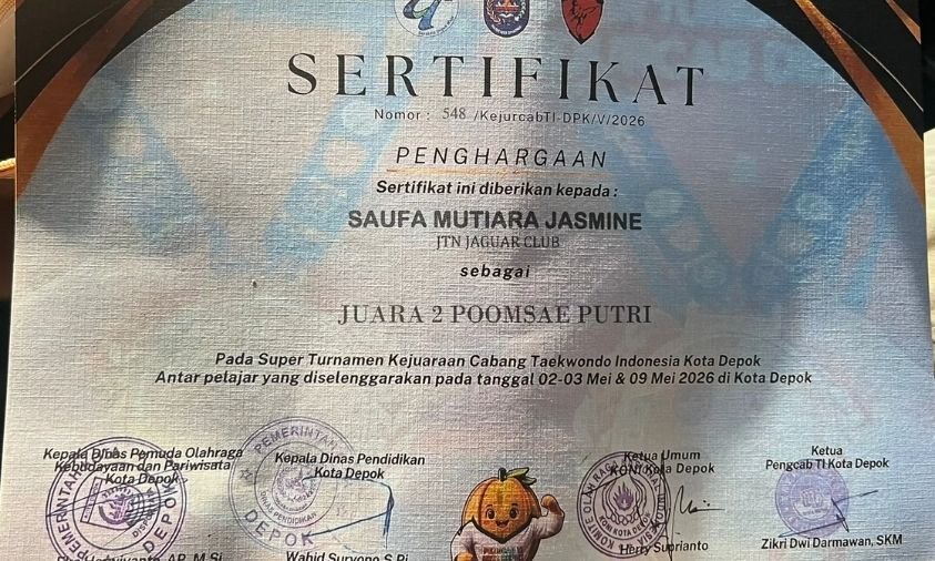 Sertifikat Super Turnamen Taekwondo Kota Depok 2026