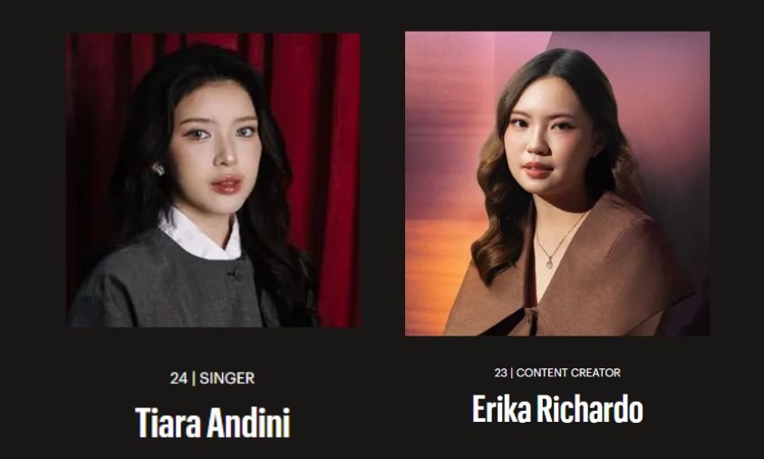 Tiara Andini dan Erika Richardo Forbes 30 Under 30 Asia 2026