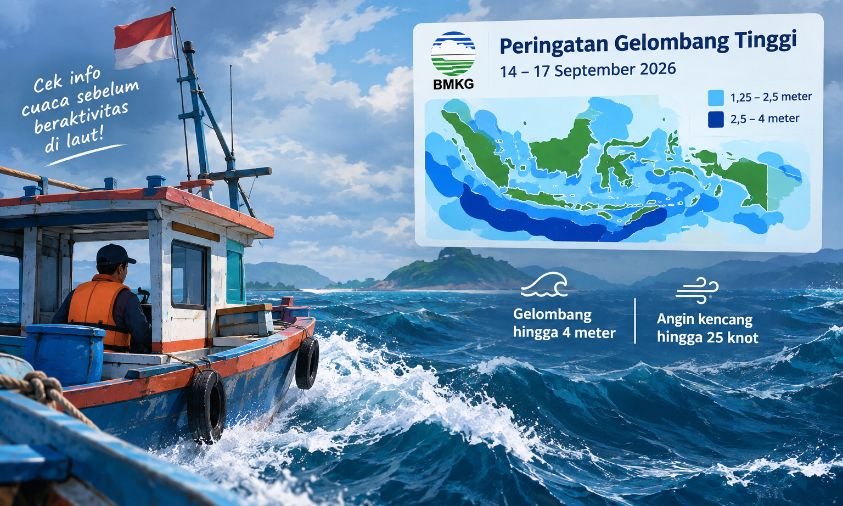 BMKG Peringatkan Gelombang Tinggi hingga 4 Meter pada 14–17 September