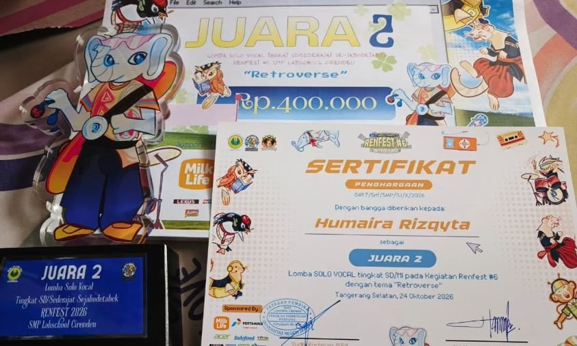 Banggakan Sekolah, Siswi Kelas 6 SD Prestasi Global Depok Raih Juara 2 Solo Vocal Renfest #6 Retroverse