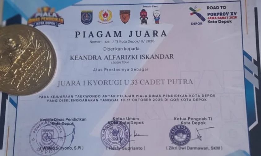 Penghargaan Juara 1 Taekwondo Kota Depok